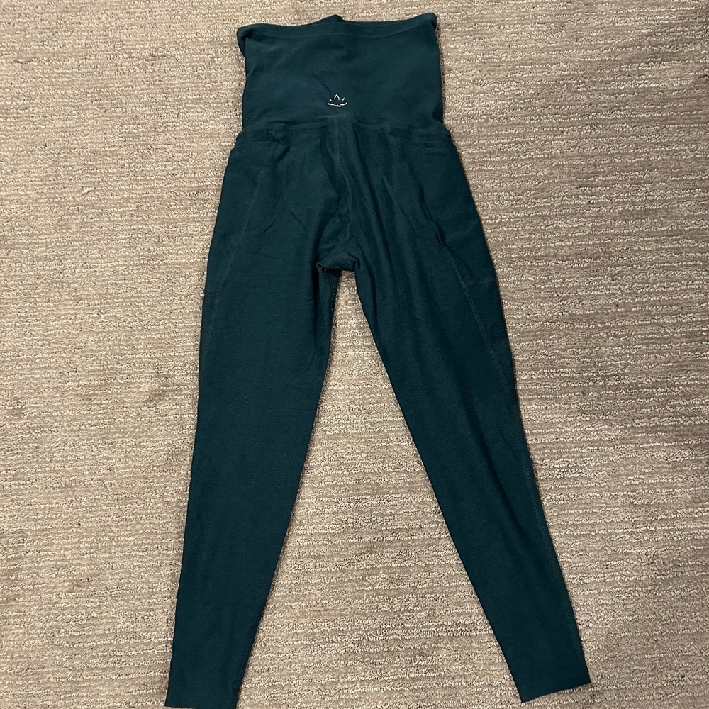 Spacedye Love the Bump Maternity Pocket Midi Legging - Midnight Green Heather